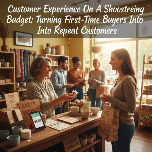 Friendly shop owner greeting first-time customer in a cozy, colorful retail shop.