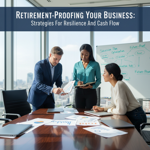 Business professionals discussing financial charts in a bright, modern office environment.